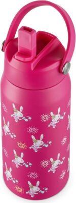 OLDLEY kids Water Bottle - 18oz Insulated Stainless Steel - Wide Straw Lid, Non Spill, Leakproof, Kids Water Bottle for School,Pink Bunny - Image 2