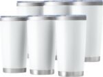 OMTech 20oz Tumblers Bulk, 6pc Stainless Steel Tumbler Set with Lid & Straw, Double Wall Vacuum Insulated Mug for Laser Engraver, Travel Coffee Mug for Hot & Cold Drinks, White Powder Coated Cup - Image 2