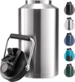 One Gallon Insulated Water Bottle for Travel: 2-in-1 Straw and Spout Lid, Keep Cold 24Hrs, Leakproof, 128oz Water Jug With Handle, Vacuum Stainless Steel for Sports, Hiking, Trip(Stainless) - Image 2
