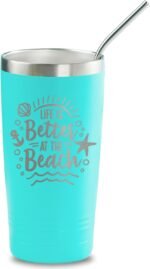 Onebttl Beach Gifts for Women or Men, 20oz Vacuum Insulated Stainless Steel Travel Tumbler with Lid, Beach Themed Gifts, Gifts for Beach Lovers, Blue (Life is Better at the Beach) - Image 2