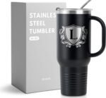 Onebttl Personalized 40 oz Tumbler with Handle and Straw, Monogrammed Travel Cup for Men, Custom Coffee Mugs, Unique Birthday Christmas Gifts for Men Who Have Everything, L - Image 2