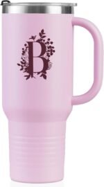 Onebttl Personalized 40 oz Tumbler with Handle and Straw for Women, Monogrammed Gifts for Her on Birthdays, Christmas, Pink Initial Mug, B - Image 2