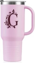 Onebttl Personalized 40 oz Tumbler with Handle and Straw for Women, Monogrammed Gifts for Her on Birthdays, Christmas, Pink Initial Mug, G - Image 2