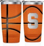 Onebttl Personalized Basketball Gifts for Teen Boys, Men, Coaches, 20oz Stainless Steel Tumbler with Laser Etched Initials for Basketball Players, Lovers, Orange - S - Image 2