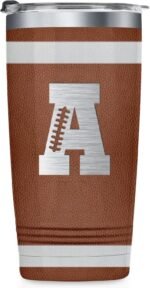 Onebttl Personalized Football Gifts for Teen Boys, Men, Coaches, 20oz Stainless Steel Tumbler with Laser Etched Initials for Football Players, Lovers - A - Image 2