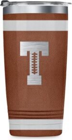 Onebttl Personalized Football Gifts for Teen Boys, Men, Coaches, 20oz Stainless Steel Tumbler with Laser Etched Initials for Football Players, Lovers - T - Image 2