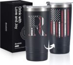 Onebttl Personalized Gifts for Men, Initial Birthday Gifts for Dad, Grandpa, Uncle, Brother, Friends, American Flag Tumbler - 20oz Insulated Stainless Steel Tumbler - R - Image 2