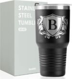 Onebttl Personalized Gifts for Men with Initials, Monogrammed Travel Tumbler for Him, Custom Coffee Cups, Unique Birthday Christmas Gifts for Men who Have Everything, Black, 30oz, B - Image 2