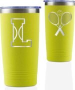 Onebttl Personalized Tennis Gifts for Women, Tennis Lovers, Men, 20oz Stainless Steel Tumbler for Christmas, Birthday with Laser Initial - L - Image 2