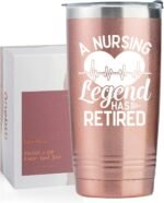 Onebttl Retirement Gifts for Nurses Women 2025, Retired Nurses Gifts, THE NURSING LEGEND HAS RETIRED, Insulated 20oz Stainless Steel Travel Tumbler with Lid, Gift Box and Card Included - Image 2