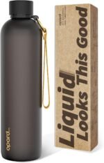 Opard Slim Water Bottle 32oz, Dishwasher Safe Plastic Water Bottle BPA-Free, Leakproof Screw Top, Charcoal Black, Reusable for Travel School Sport Gym Hiking - Image 2