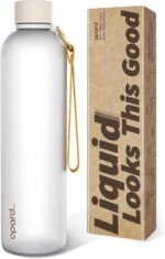 Opard Slim Water Bottle 32oz, Dishwasher Safe Plastic Water Bottle BPA-Free, Leakproof Screw Top, Cream White, Reusable for Travel School Sport Gym Hiking - Image 2