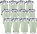 Orebigo 20 oz Tumbler with Lid Stainless Steel Insulated Tumblers Bulk Double Wall Vacuum Cups Powder Coated Travel Mug Keep Drinks Cold and Hot, Sagebrush Green, 12 Pack - Image 2