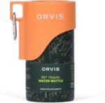 Orvis Dog Travel Water Bottle, 25oz Capacity | Portable Pet Waterer with Built-in Bowl | Stainless Steel, High Visibility Orange Lid - Image 2