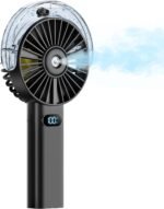 Otlonpe Handheld Misting Fan Portable, 4000mAh Rechargeable Battery Powered, Small Personal Mister Fan with Water Spray Cooling, 4-Speed Wind, LED Display, Hand Held Mist Fans for Travel Outdoor Beach - Image 2
