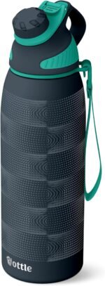 Ottle Reef Roamer Stainless Steel Water Bottle - 34 oz Insulated Flask with Leak Proof Lid, BPA free & Carry Handle - Hot & Cold Gym Water Bottle for Travel, Camping & Sports - Halftone Flow - Image 2