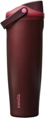 Owala FreeSip Sway Insulated Stainless Steel Water Bottle with Two-Way Spout, Built-In Straw and Bucket Handle, Made for Travel, School, and Sports, 40oz, BPA Free, Leak Proof, Black Cherry - Image 2