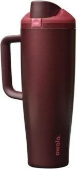 Owala FreeSip Tumbler Insulated Stainless Steel Water Bottle with Built-in Straw and Side Handle, For Travel, Work, School, and Sports, 40oz, BPA Free, Leak Proof, Black Cherry - Image 2