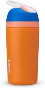 Owala Kids Flip Insulation Stainless Steel Water Bottle with Straw, Locking Lid Water Bottle, Kids Water Bottle, Great for Travel, 14 Oz, Orange and Blue (Blue Citrus) - Image 2