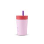 Owala Kids Insulation Stainless Steel Tumbler with Spill Resistant Flexible Straw, Easy to Clean, Kids Water Bottle, Great for Travel, Dishwasher Safe, 12 Oz, Pink and Purple (Lilac Rocket) - Image 2