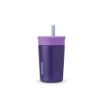 Owala Kids Insulation Stainless Steel Tumbler with Spill Resistant Flexible Straw, Easy to Clean, Kids Water Bottle, Great for Travel, Dishwasher Safe, 12 Oz, Purple (Peacock Palace) - Image 2