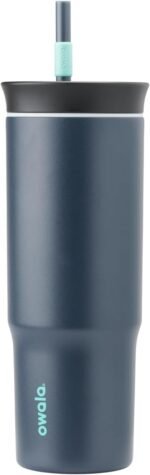Owala Stainless Steel Triple Layer Insulated Travel Tumbler with Spill Resistant Lid and Straw, BPA Free, 24 oz, Black/Grey (Foggy Tide) - Image 2
