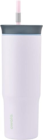 Owala Stainless Steel Triple Layer Insulated Travel Tumbler with Spill Resistant Lid and Straw, BPA Free, 24 oz, Grey/Purple (Bunny Hop) - Image 2