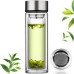 PARACITY Glass Tea Infuser Bottle Tea Flood Cup 12oz/350ml, Double Wall Borosilicate Portable Travel Tumbler Mug Leakproof for Loose Leaf Flower Herbal Tea Bags - Image 2