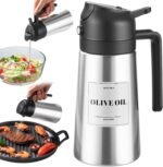 PARACITY Oil Dispenser Bottle with Stainless Steel Shell & Ceramic Sprayed Interior, 2 in 1 Olive Oil Sprayer and Dispenser, Oil Spray Bottle for Cooking, Kitchen, BBQ, Air Fryer, Salad, Baking(Black) - Image 2