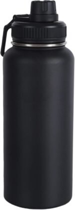 PCSCER Wide Mouth Insulated Sports Water Bottle,Double wall Stainless Steel Vacuum flask with Leakproof Lid (Black, 32 Ounces) - Image 2