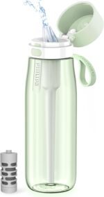 PHILIPS Filtered Water Bottle, BPA-Free Tritan Plastic Water Bottles, Replaces 450 Plastic Water Bottle with Reusable GoZero Everyday Water Filter, Portable Filtering Bottle for Travel, 22 oz, Green - Image 2