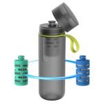 PHILIPS Filtered Water Bottle, GoZero Active BPA-Free Water Bottle with Adventure River/Lake/Spring Water Filter for Hiking, Camping & Fitness Tap Water Filter for Gym, Sport Squeeze Bottle 20 oz Grey - Image 2