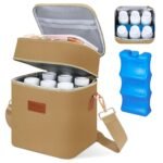 PIIOSER Breastmilk Cooler Travel Bag with Ice Pack, Insulated Bottle Bags Fits 6 Baby Bottles Up to 9 Ounce, Double Layer Waterproof Leak-Proof with Shoulder Strap for Nursing & Working Mom (Brown) - Image 2