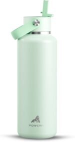 POWCAN 18 oz Insulated Water Bottle: Leakproof, Cup Holder Friendly, Standard Mouth, Top Handle, Stainless Steel Water Bottle for Women, Student, Teacher, Nurse, Commuter, Gift for Girl (Mint Dew) - Image 2