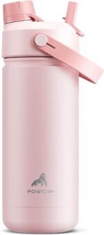 POWCAN 18 oz Insulated Water Bottle with 2-in-1 Straw and Spout Lid, Keep Cold 24H, Leak-Proof, Fits in Car Cup Holder, Stainless Steel Water Bottle for Sports, Travel, and School (Cotton Candy) - Image 2