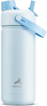 POWCAN 18 oz Insulated Water Bottle with 2-in-1 Straw and Spout Lid, Keep Cold 24H, Leak-Proof, Fits in Car Cup Holder, Stainless Steel Water Bottle for Sports, Travel, and School (Sea Breeze) - Image 2