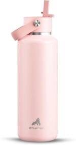 POWCAN 18 oz Water Bottle Insulated: Leakproof, Cold for 24H, CupHodler Friendly, Lid with Straw and Handle, Lightweight, Stainless Steel Water Bottle Kids for Camping, Gift for Girls (Cotton Candy) - Image 2