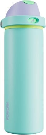POWCAN 24 oz Insulated Water Bottle: 2-in-1 Push-Button Spout & Quick-Flip Straw, Leakproof, Cold 24Hrs, Fits Car Cup Holder, Stainless Steel Sports Water Bottle, Gift for Women, Girls (Sea Princess) - Image 2