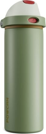 POWCAN 24 oz Insulated Water Bottle for Men: 2-in-1 Push-Button Spout & Quick-Flip Straw, Leakproof, Cold 24Hrs, Fits Car Cup Holder, Stainless Sports Bottle for Travel, Camping, Gift (Hunter Crest) - Image 2