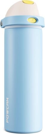 POWCAN 24 oz Metal Water Bottle: 2-in-1 Push-Button Spout & Quick-Flip Straw, Leakproof, Cold 24Hrs, Fits Car Cup Holder, Insulated Cup for Sports, School, Trip, Gift for Women, Girls (Glass Slipper) - Image 2