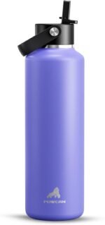 POWCAN 24 oz Travel Water Bottle: Leakproof, Cold for 24H, BPA-Free, Top Handle, Insulated Stainless Steel Water Bottle with Straw for School, Outdoors, Teens, Running, Sport, Trip (Violet's Tale) - Image 2