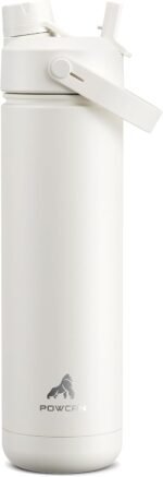 POWCAN 26 oz Insulated Water Bottle with 2-in-1 Straw and Spout Lid, Keep Cold 24H, Leak-Proof, Fits in Car Cup Holder, Stainless Steel Water Bottle for Sports, Travel, Gym, and School (Ivory) - Image 2