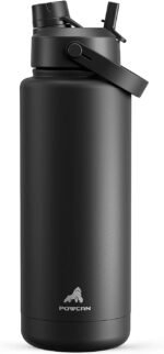 POWCAN 40 oz Insulated Water Bottle with 2-in-1 Straw and Spout Lid, Keep Cold 24H, Leak-Proof, BPA-Free, Double Wall Stainless Steel Water Bottle for Sports, Gym, Travel, and School (Dark Knight) - Image 2