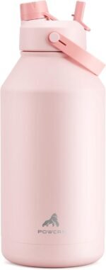 POWCAN 64 oz Insulated Water Bottle with 2-in-1 Straw and Spout Lid, Keep Cold 24H, Leak-Proof, BPA-Free, Double Wall Stainless Steel Water Bottle for Sports, Gym, Travel, and School (Cotton Candy) - Image 2