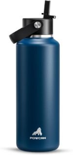 POWCAN Kid Water Bottle Insulated: Leakproof Lid with Straw, Lightweight, BPA-Free, Flex Cap, Stainless Steel Water Bottle for School, Boy, Outdoors, Walking, Cycling, Camping, Birthday (Indigo Blue) - Image 2