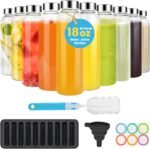 PROBTTL 18 oz Glass Juice Bottles with Lids – Refillable Clear Glass Water Bottles with Stainless Steel Airtight Caps, Dishwasher Safe, Reusable Drinking Juice Containers (10-Pack, No Sleeves) - Image 2