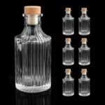 PTSGCAI Clear Glass Bottles 8 oz - 250ml [Pack of 6] Heavy Base Glass Bottles with T-Top Cap for Wine Beverages Drinks Oil Vinegar Kombucha Beer Water Soda with Cork Stopper Airtight Lid (Stripe) - Image 2