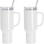 PYD Life 40 OZ Sublimation Tumblers with Removable Handle and Straw Lid Blanks White for 40 OZ Tumbler Heat Press Sublimation Oven Printing 2 Pack - Image 2