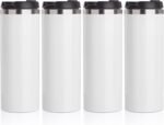 PYD Life Sublimation Tumblers Water Bottles 14 OZ White with Lid Stainless Steel Double Walled Coffee Tumblers Flasks for Tumbler Heat Press 4 Pack - Image 2