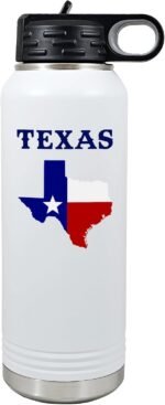 Palm City Products Texas Pride 32 oz Vacuum-Sealed Water Bottle – Double-Wall Texas-Themed Drinkware with Flip-Top Lid – Red White Blue Texas Map Design for Texas Hiking Gear, Camping, or Daily Use - Image 2